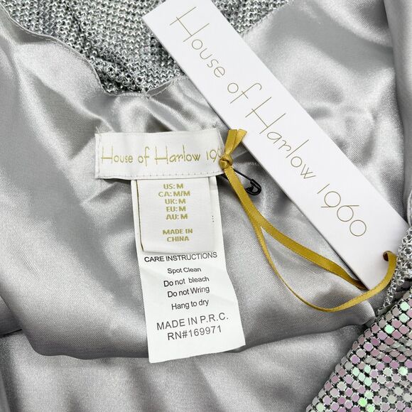 House of Harlow 1960 Rhinestone Mini Dress Womens Medium Disco Iridescent Club - Picture 7 of 9